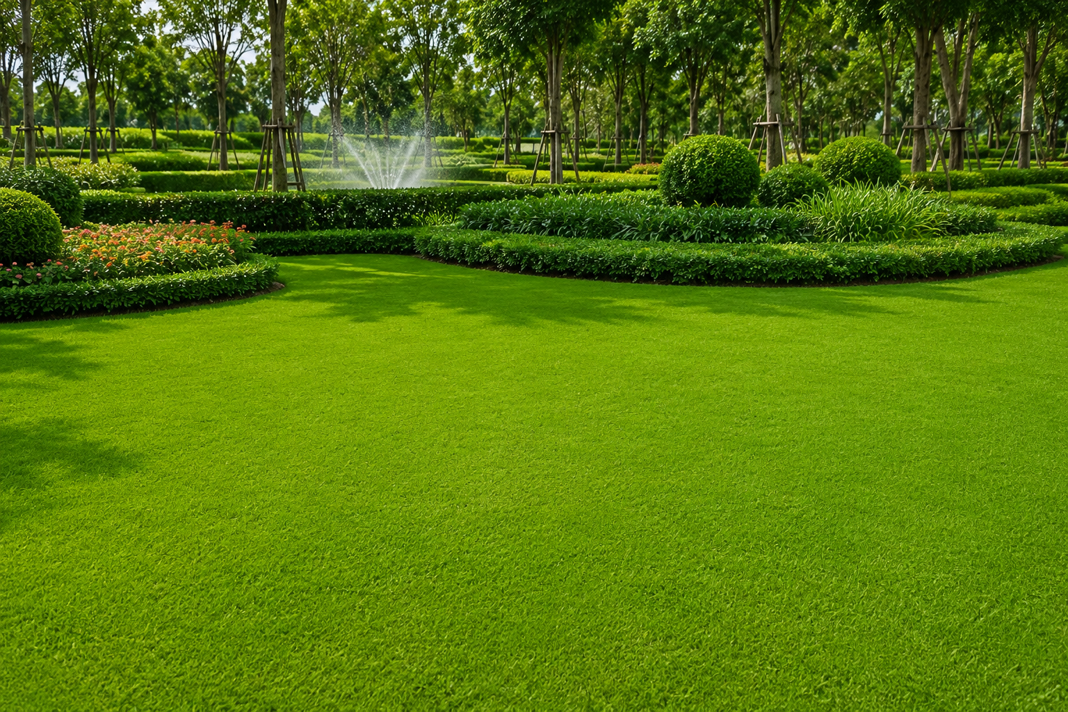 Freshly developed green lawn