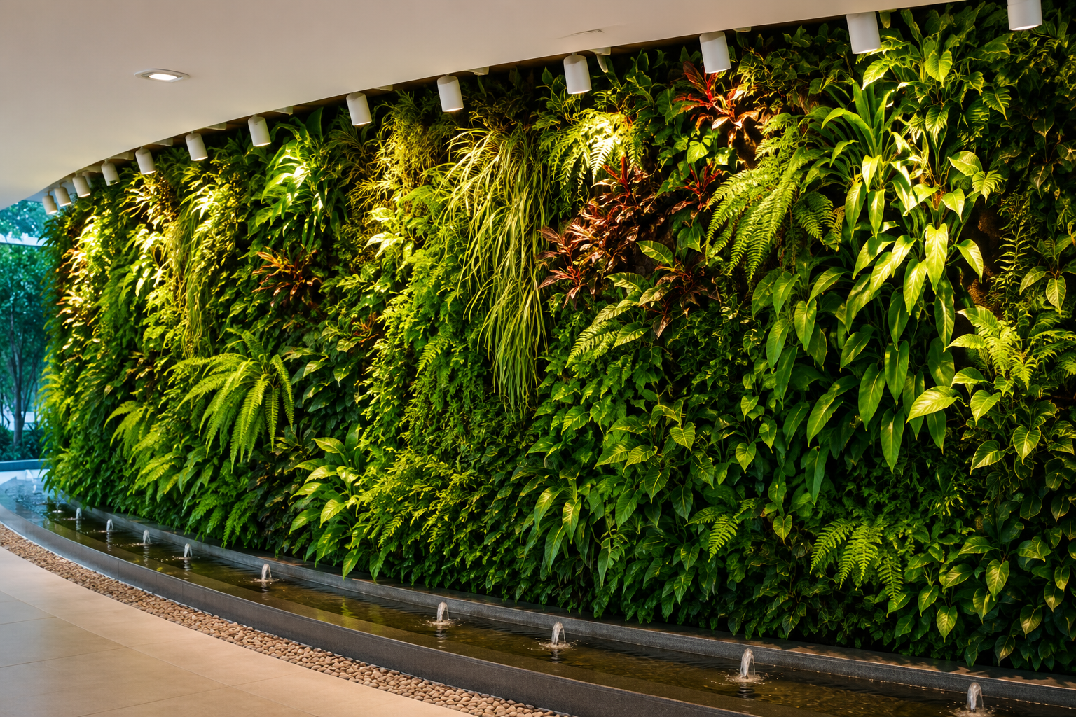Lush green vertical wall garden